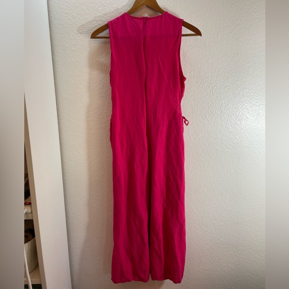 Zara Linen Cut Out Sleeveless Dress Pink/Coral Size Small - Picture 7 of 8